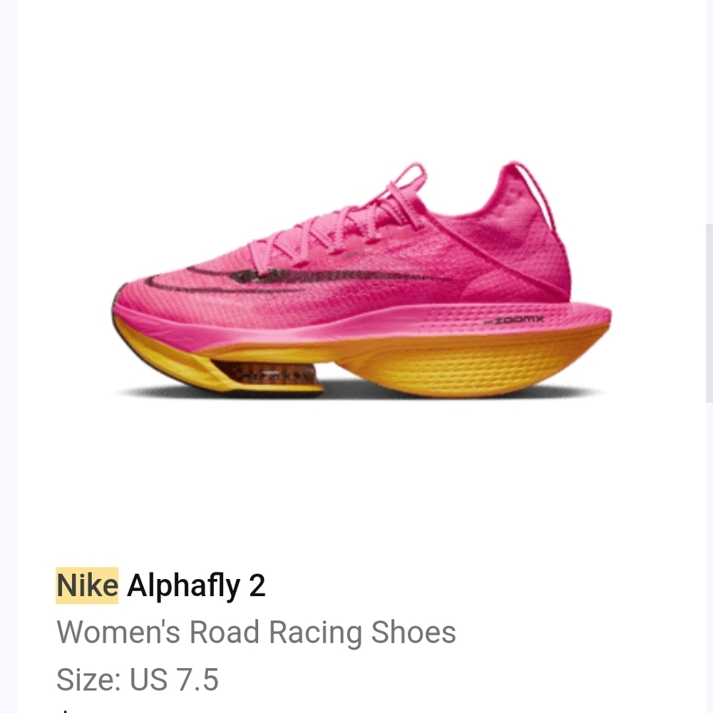 Nike Alphafly 2 Pink and Orange Women's Athletic Shoes